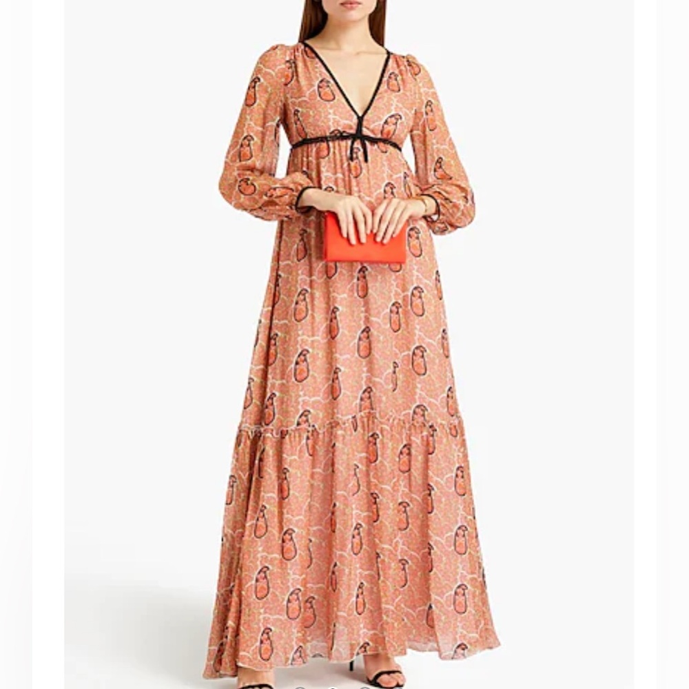 GIAMBATTISTA VALLI Bow-embellished Floral-Pront Chiffon Maxi Dress
